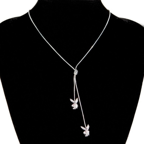 Playboy Y Necklace Swarovski Crystal Bunny Charm - Picture 6 of 8